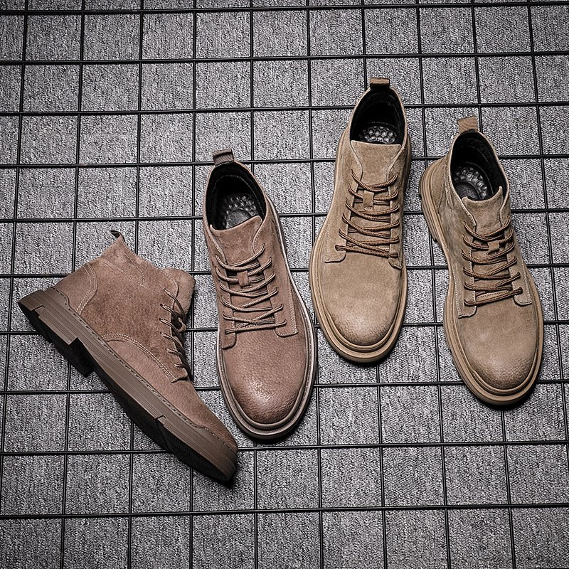 Men's Martin boots men's leather autumn hot style boots men's casual trend high-top tooling shoes men's shoes desert boots